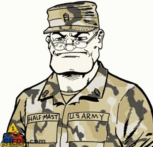 A Cartoon Of A Man In A U.s.army Uniform GIF