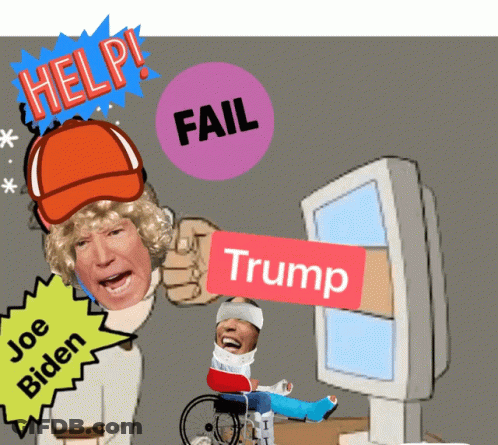 Cartoon Man In Wheelchair With Trump Sign GIF