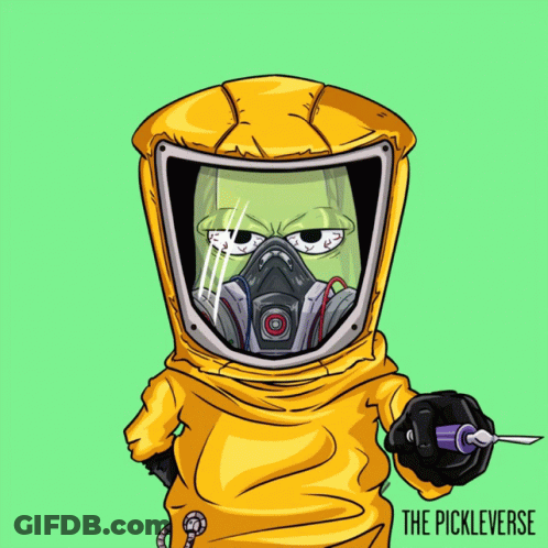 A Cartoon Of A Man In A Yellow Hazmat Suit With The Words Now Cough Written On The Bottom GIF
