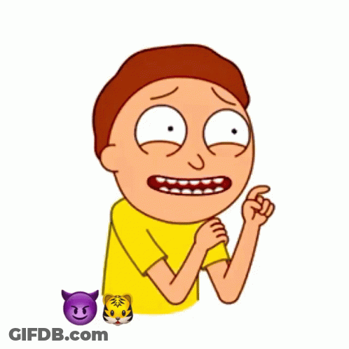 A Cartoon Of A Man In A Yellow Shirt With A Purple Devil And A Tiger Emoji GIF