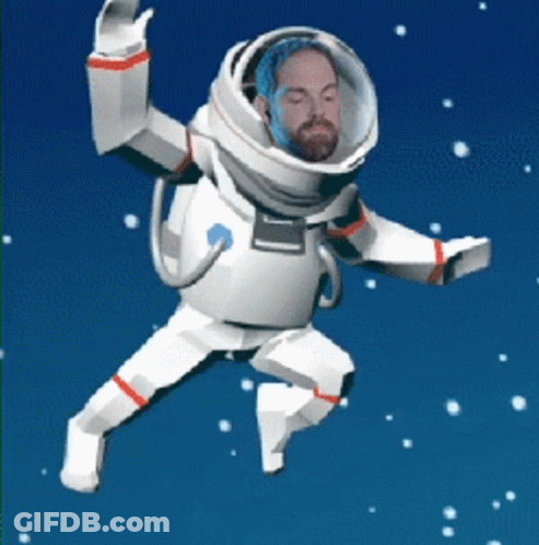 A Cartoon Of A Man In An Astronaut 'S Suit GIF
