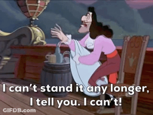 A Cartoon Of A Man Kneeling Down On A Boat With The Words I Can 'T Stand It Any Longer GIF