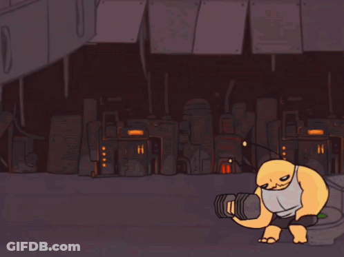 A Cartoon Of A Man Kneeling In Front Of A Sign That Says ' Fortune ' On It GIF