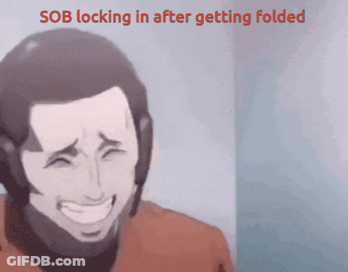 A Cartoon Of A Man Laughing With The Words Sob Locking In After Getting Folded Above Him GIF