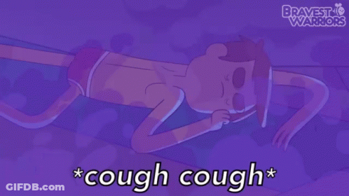 A Cartoon Of A Man Laying Down With The Words * Cough Cough * GIF