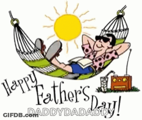 A Cartoon Of A Man Laying In A Hammock On Father 'S Day GIF