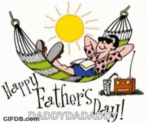 A Cartoon Of A Man Laying In A Hammock Reading A Book GIF