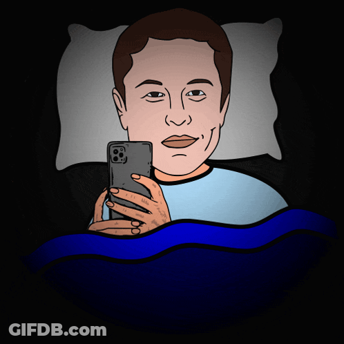 A Cartoon Of A Man Laying In Bed Holding A Cell Phone With The Words " Goodnight Sweetdreams " Above Him GIF