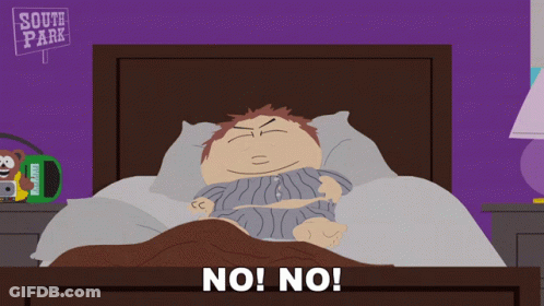 A Cartoon Of A Man Laying In Bed With A Sign That Says South Park Behind Him GIF