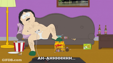 A Cartoon Of A Man Laying On A Couch Playing A Video Game With A Bag Of 8 Hours Chips In The Background GIF