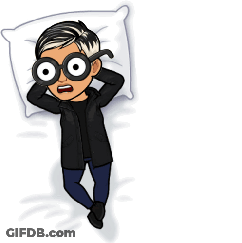 A Cartoon Of A Man Laying On A Pillow With The Words " I Woke Up Like This " Above Him GIF