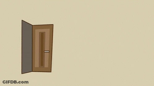 A Cartoon Of A Man Laying On The Floor Next To An Open Door . GIF