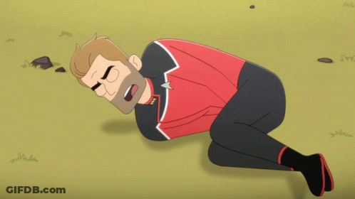 A Cartoon Of A Man Laying On The Ground With A Fire Coming Out Of His Mouth GIF