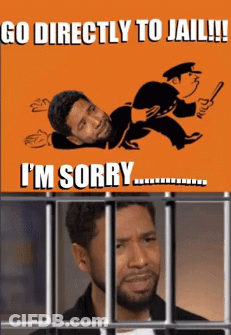 A Cartoon Of A Man Laying On The Ground With The Words Go Directly To Jail I 'M Sorry Below Him GIF