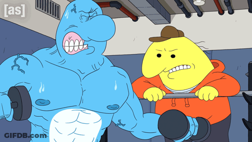 A Cartoon Of A Man Lifting A Dumbbell Next To A Cartoon Of A Man Lifting A Dumbbell GIF