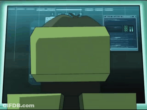 A Cartoon Of A Man Looking At A Computer Screen With The Number 11 On The Screen GIF