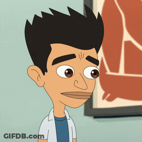 A Cartoon Of A Man Making A Funny Face In Front Of A Picture GIF