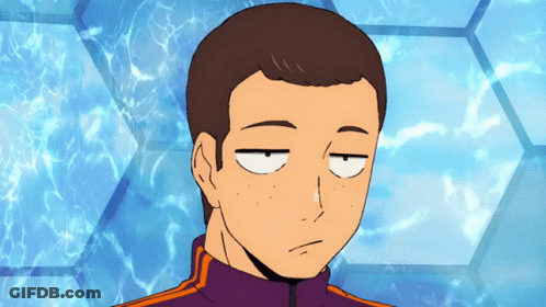 A Cartoon Of A Man Making A Funny Face With A Blue Background GIF