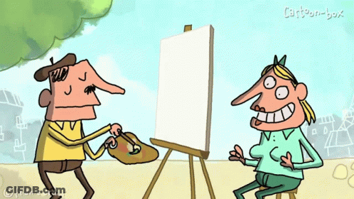 A Cartoon Of A Man Painting A Woman With The Words Cartoon Box Written On The Bottom GIF
