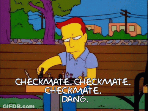 A Cartoon Of A Man Playing A Game Of Checkmate GIF
