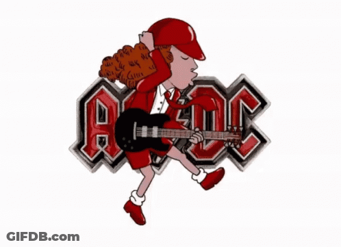 A Cartoon Of A Man Playing A Guitar In Front Of A Logo For Ac/dc GIF