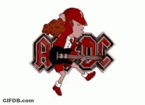 A Cartoon Of A Man Playing A Guitar In Front Of A Logo For Ac/dc GIF