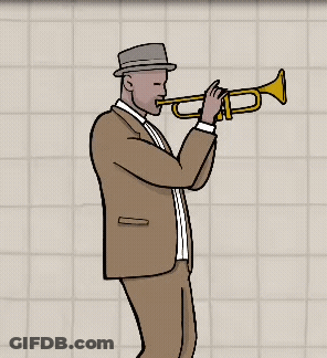 A Cartoon Of A Man Playing A Trumpet GIF