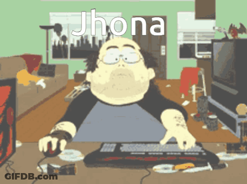 A Cartoon Of A Man Playing A Video Game With The Name Jhona Written On The Bottom GIF