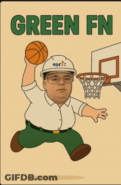 A Cartoon Of A Man Playing Basketball With The Words Green Fn GIF