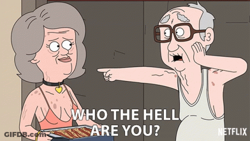 A Cartoon Of A Man Pointing At A Woman Who Is Holding A Tray Of Bacon GIF