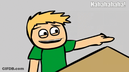 A Cartoon Of A Man Pointing With The Caption ' Hahahaha ' GIF