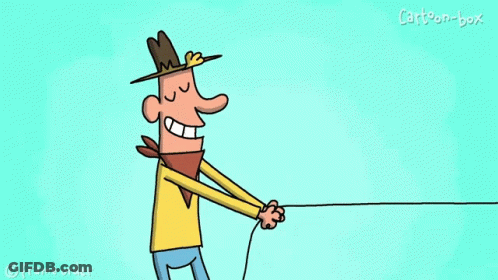 A Cartoon Of A Man Pulling A Woman On A String With The Words Cartoon-Box Below GIF