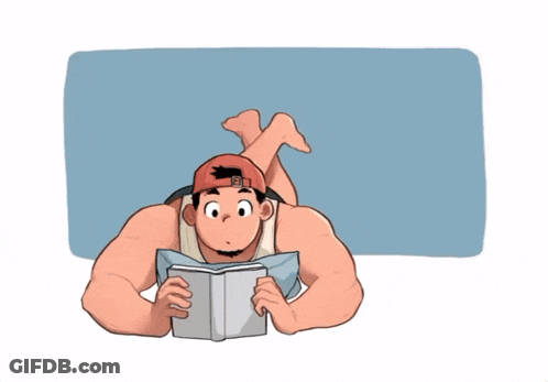 A Cartoon Of A Man Reading A Book GIF