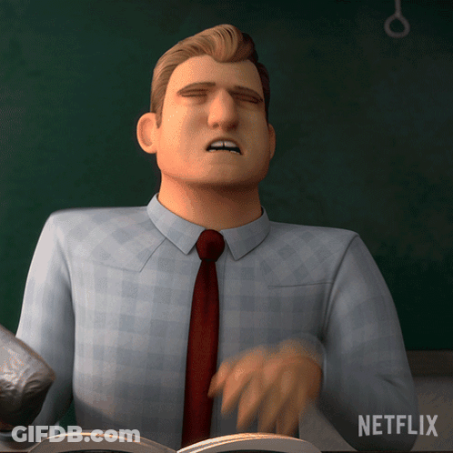 A Cartoon Of A Man Reading A Book With Netflix Written On The Bottom GIF