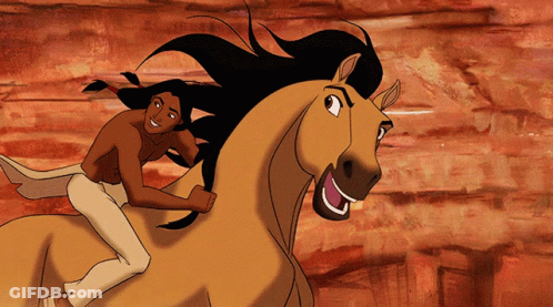 A Cartoon Of A Man Riding A Horse GIF