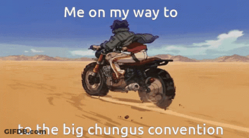 A Cartoon Of A Man Riding A Motorcycle In The Desert GIF