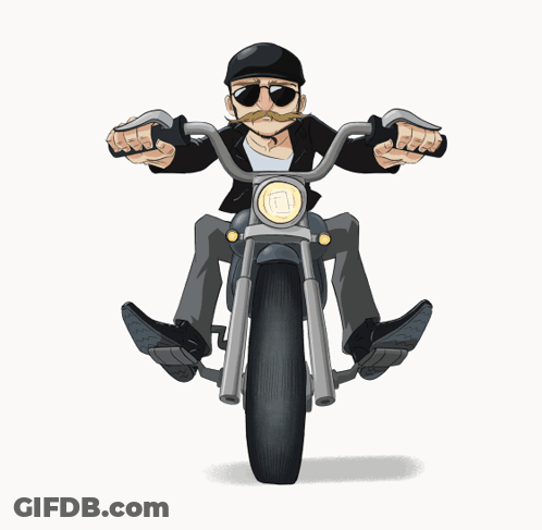 Cartoon Man Riding Motorcycle GIF