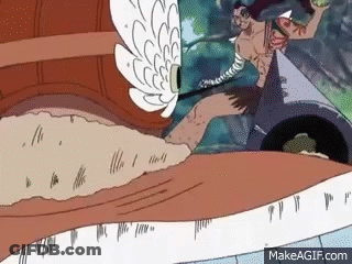 A Cartoon Of A Man Riding A Motorcycle With A Bird On His Head . GIF