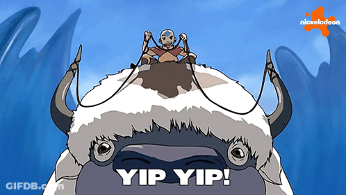 A Cartoon Of A Man Riding On The Back Of A Buffalo With The Words Yip Yip Written On It GIF