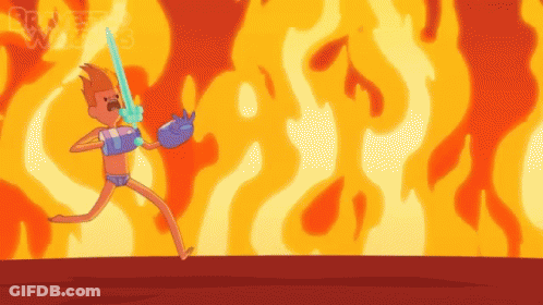 A Cartoon Of A Man Running With A Sword In His Hand GIF