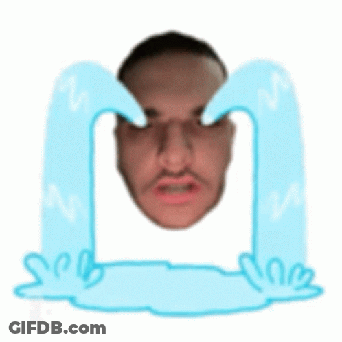 A Cartoon Of A Man 'S Face With Water Coming Out Of It GIF