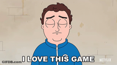 A Cartoon Of A Man Saying I Love This Game By Netflix GIF
