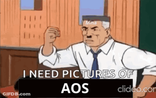 A Cartoon Of A Man Saying I Need Pictures Of Mina Aos GIF