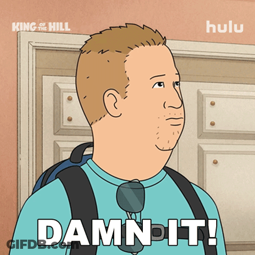 A Cartoon Of A Man Says Damn It In Front Of A Door GIF