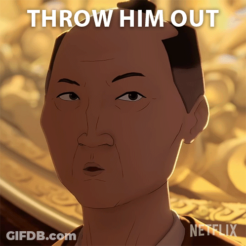 A Cartoon Of A Man Says Throw Him Out GIF