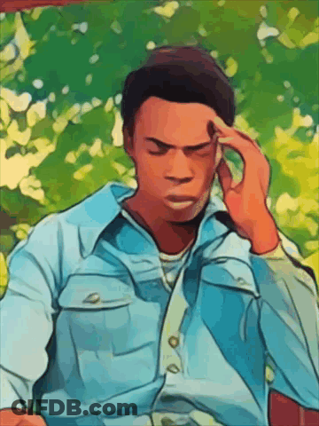 A Cartoon Of A Man Scratching His Head With His Hand GIF