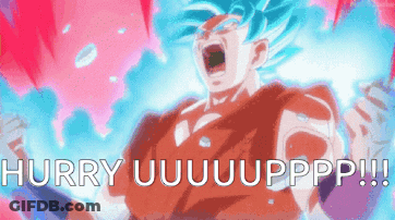 A Cartoon Of A Man Screaming With The Words Hurry Uuuuuuuppppp GIF