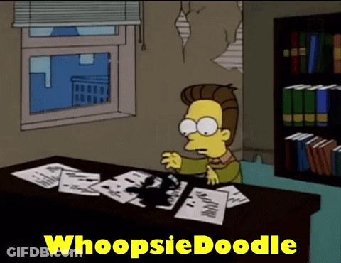 A Cartoon Of A Man Sitting At A Desk With The Words Whoopsie Doodle On The Bottom GIF