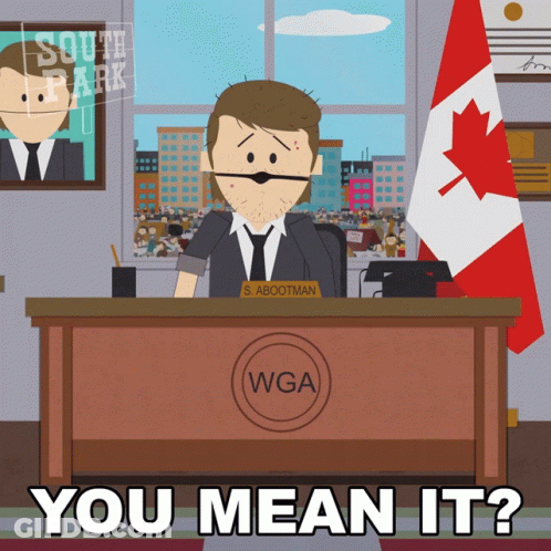 A Cartoon Of A Man Sitting At A Desk With The Words " You Mean It " GIF