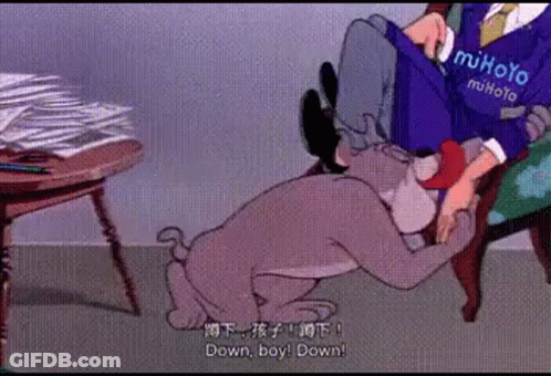 A Cartoon Of A Man Sitting In A Chair With A Dog Licking His Leg . GIF